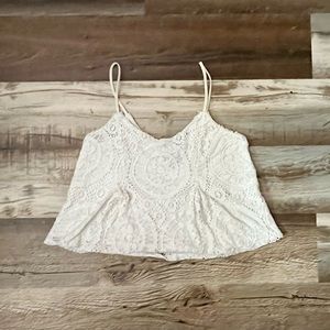 ✰ American Eagle Outfitters Flowy Lace White Crop Tank Top ✰